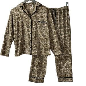 Steve Women's Animal Print Pajama Set 2pc 100% Cotton Size Medium